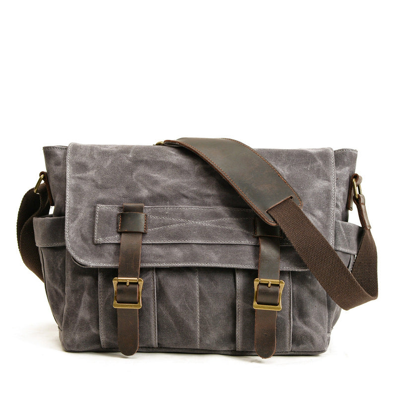 Gray Waxed Canvas SLR Camera Messenger Bag Mens Cycling Gray Camera Messenger Bag For Men