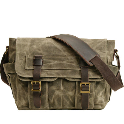 Gray Waxed Canvas SLR Camera Messenger Bag Mens Cycling Gray Camera Messenger Bag For Men