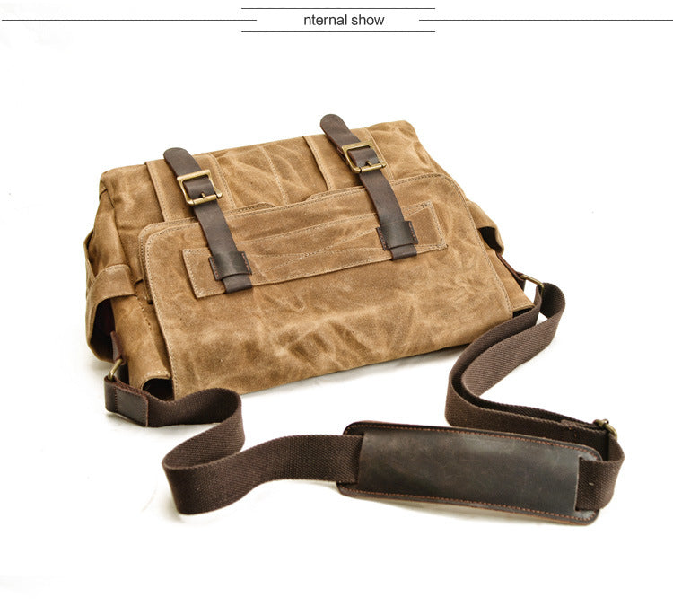 Gray Waxed Canvas SLR Camera Messenger Bag Mens Cycling Gray Camera Messenger Bag For Men