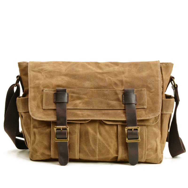 Gray Waxed Canvas SLR Camera Messenger Bag Mens Cycling Gray Camera Messenger Bag For Men