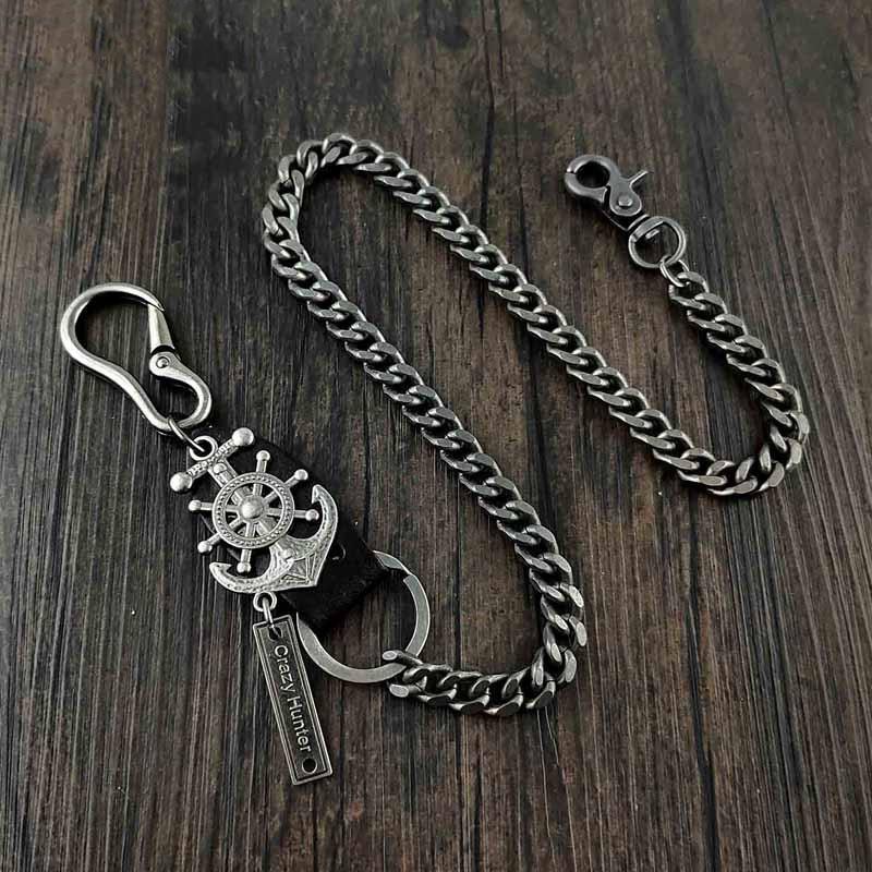 Anchor Biker Wallet Chain Mens Silver Long Pants Chain Mens Jeans Chain