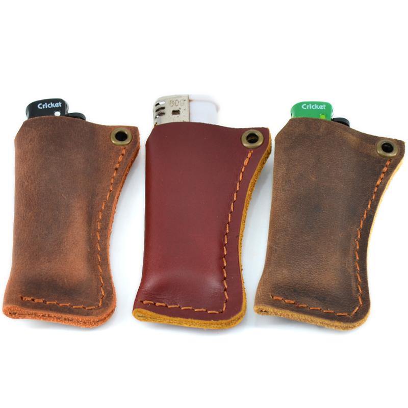 Handmade BIC Brown Leather Lighter Case Leather Cricket Lighter Holder Leather BIC Lighter Covers For Men