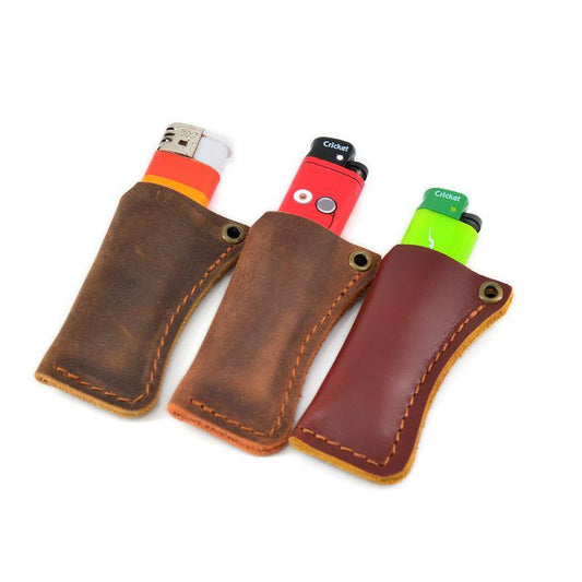 Handmade BIC Brown Leather Lighter Case Leather Cricket Lighter Holder Leather BIC Lighter Covers For Men