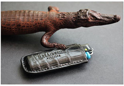 Handmade BIC J3 J5 Black Crocodile Skin Lighter Case BIC J3 J5 Crocodile Skin Lighter Holder Crocodile Skin Lighter Covers For Men