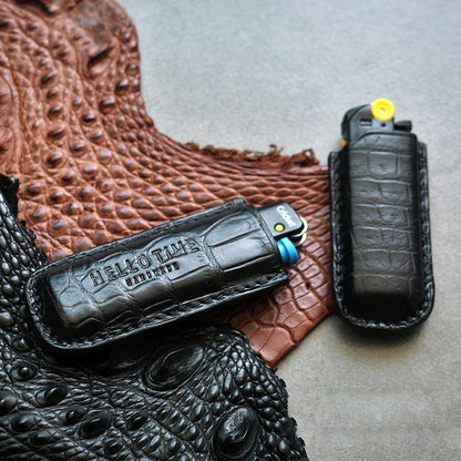 Handmade BIC J3 J5 Black Crocodile Skin Lighter Case BIC J3 J5 Crocodile Skin Lighter Holder Crocodile Skin Lighter Covers For Men