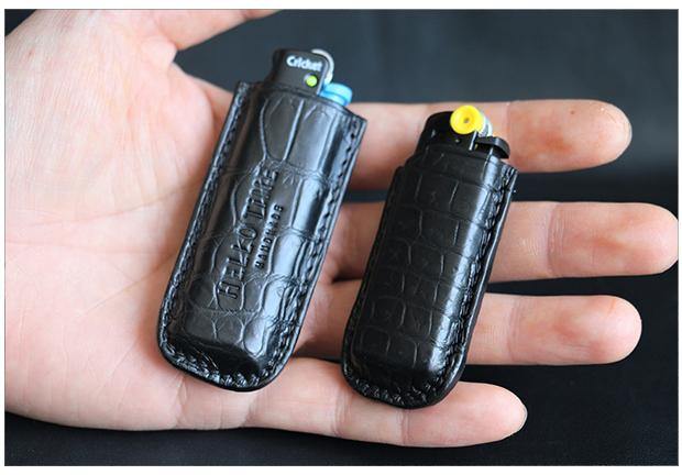 Handmade BIC J3 J5 Black Crocodile Skin Lighter Case BIC J3 J5 Crocodile Skin Lighter Holder Crocodile Skin Lighter Covers For Men