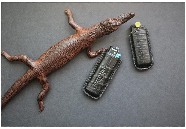 Handmade BIC J3 J5 Black Crocodile Skin Lighter Case BIC J3 J5 Crocodile Skin Lighter Holder Crocodile Skin Lighter Covers For Men