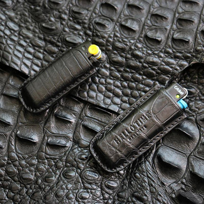 Handmade BIC J3 J5 Black Crocodile Skin Lighter Case BIC J3 J5 Crocodile Skin Lighter Holder Crocodile Skin Lighter Covers For Men