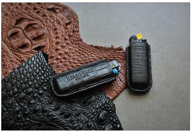 Handmade BIC J3 J5 Black Crocodile Skin Lighter Case BIC J3 J5 Crocodile Skin Lighter Holder Crocodile Skin Lighter Covers For Men