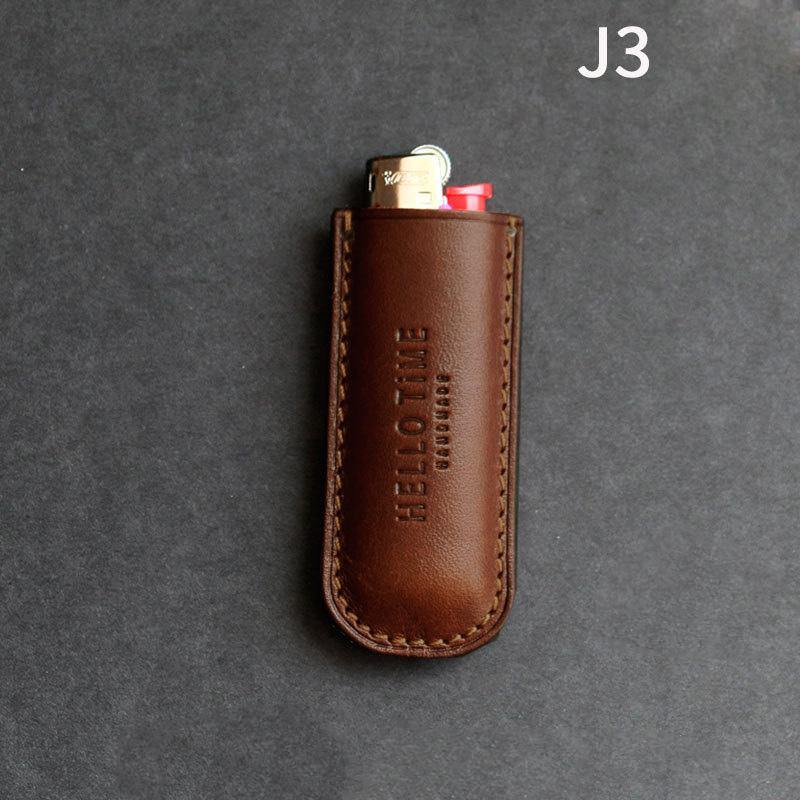 Handmade BIC J3 J5 Brown Leather Lighter Case BIC J3 J5 Leather Lighter Holder Leather Lighter Covers For Men