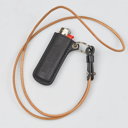 Handmade Black Leather Bic Lighter Cases Leather Bic Lighter Holder with strap Leather Lighter Covers For Men