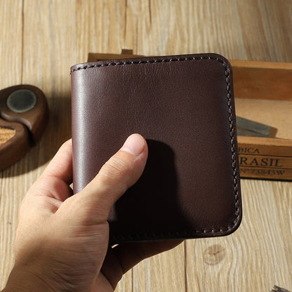 Handmade Black Leather Mens Billfold Wallets Personalize Black Bifold Small Wallets for Men