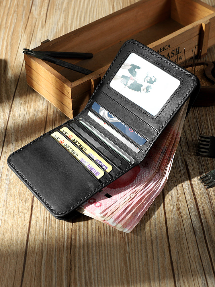 Handmade Leather Mens Billfold Wallet Personalize Bifold Small Wallets for Men