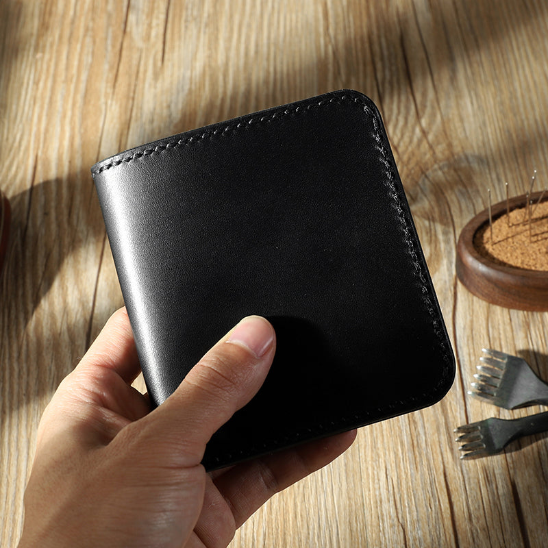 Handmade Leather Mens Billfold Wallet Personalize Bifold Small Wallets for Men