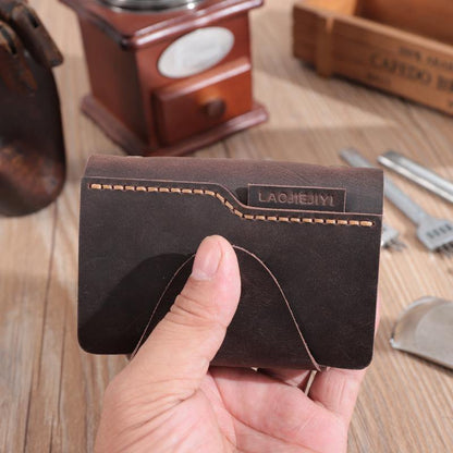 Handmade Black Leather Mens Card Holders Wallet Personalized Card Wallets for Men