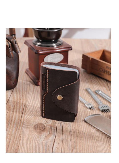 Handmade Coffee Leather Mens Card Holders Wallet Personalized Card Wallets for Men