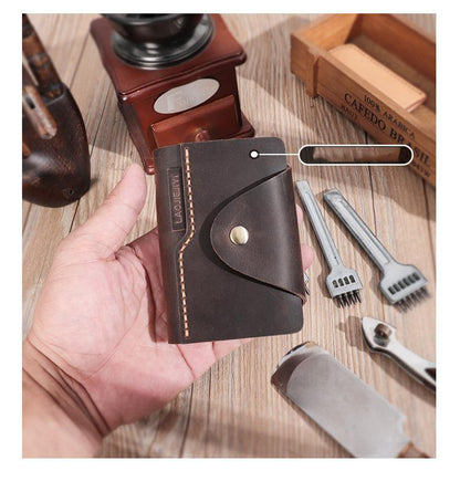 Handmade Coffee Leather Mens Card Holders Wallet Personalized Card Wallets for Men