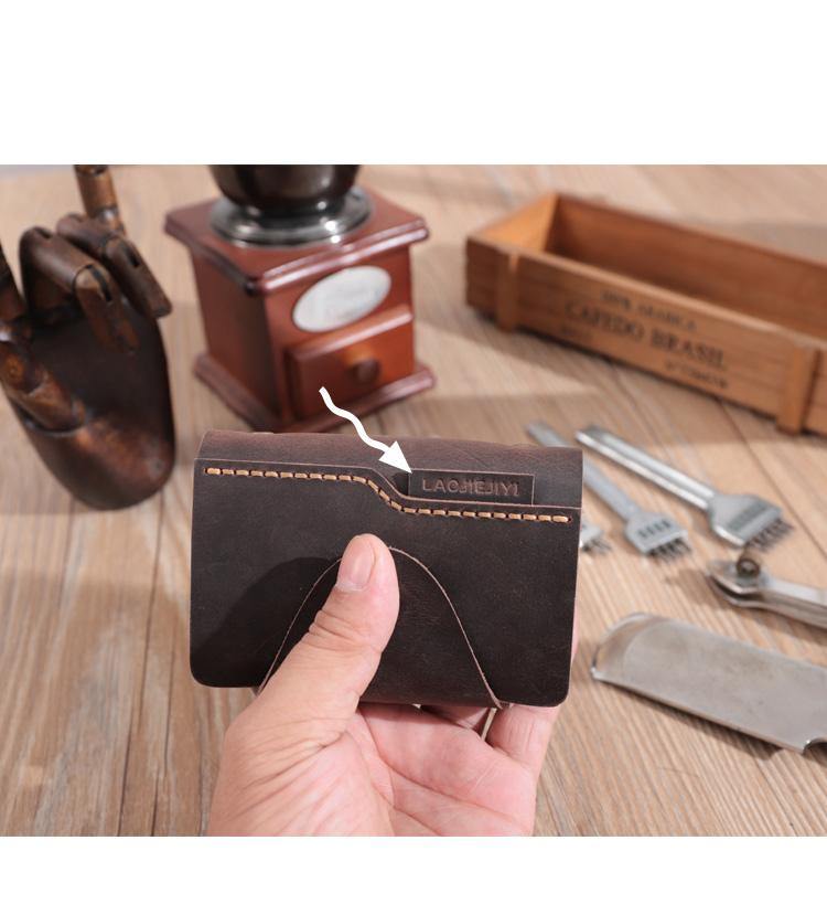 Handmade Coffee Leather Mens Card Holders Wallet Personalized Card Wallets for Men