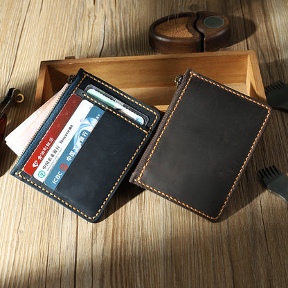 Handmade Leather Mens Front Pocket Wallets Personalized Slim Card Wallet for Men