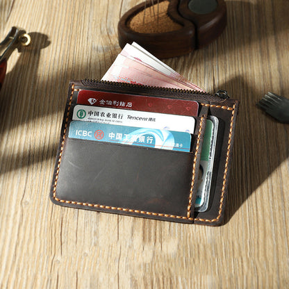 Handmade Leather Mens Front Pocket Wallets Personalized Slim Card Wallet for Men