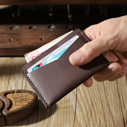 Handmade Coffee Leather Mens Front Pocket Wallets Personalized Slim Card Wallets for Men