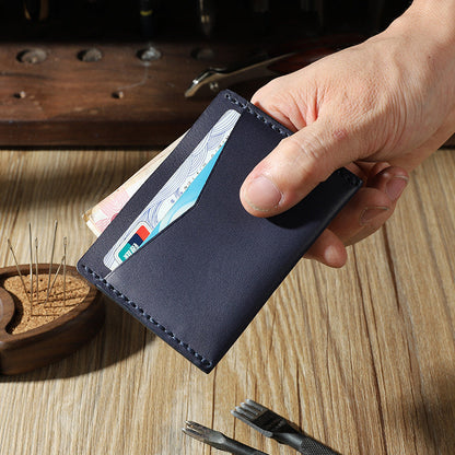 Handmade Black Leather Mens Front Pocket Wallets Personalized Slim Card Wallets for Men