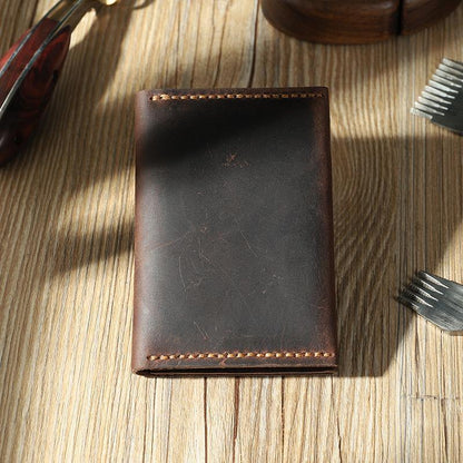 Handmade Black Leather Mens Small Card Holders Wallet Personalized Bifold Card Wallets for Men