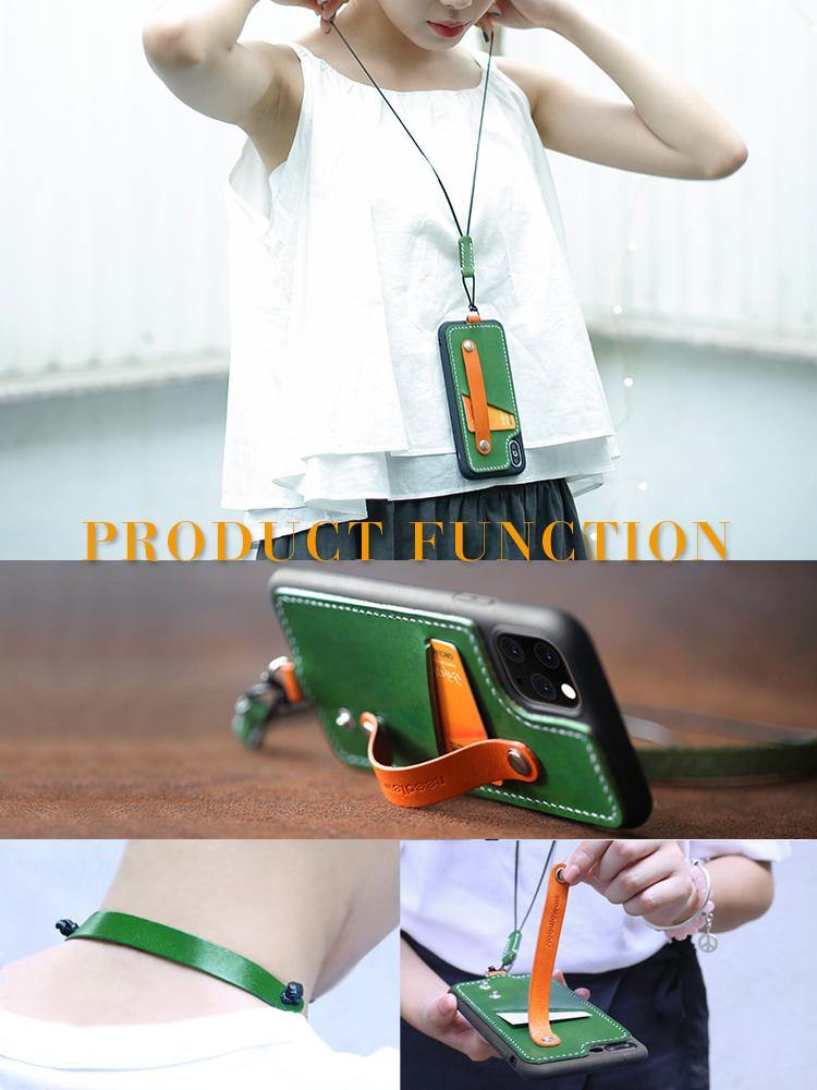 Handmade Orange Leather iPhone X Case with Card Holder CONTRAST COLOR iPhone X Leather Case