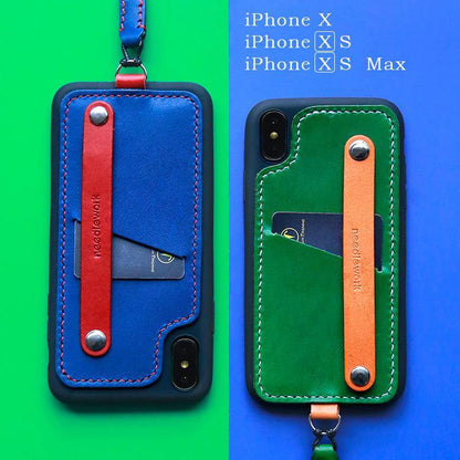 Handmade Orange Leather iPhone XS XR XS Max Case with Card Holder CONTRAST COLOR iPhone X Leather Case