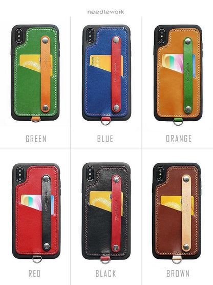 Handmade Orange Leather iPhone XS XR XS Max Case with Card Holder CONTRAST COLOR iPhone X Leather Case