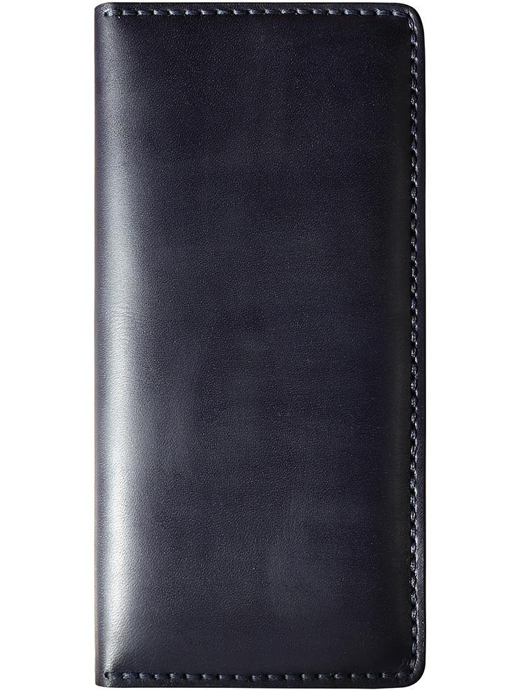 Handmade Black Mens Bifold Long Wallets Personalized Black Leather Checkbook Wallets for Men