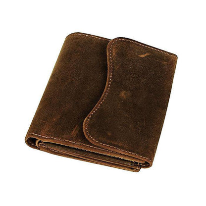 Handmade Brown Leather Mens Trifold Billfold Wallets With Coin Pocket Small Wallet for Men