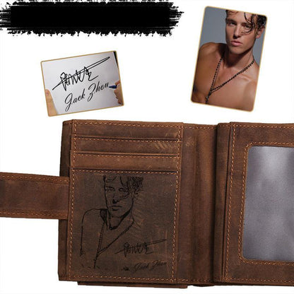 Handmade Brown Leather Mens Trifold Billfold Wallets With Coin Pocket Small Wallet for Men