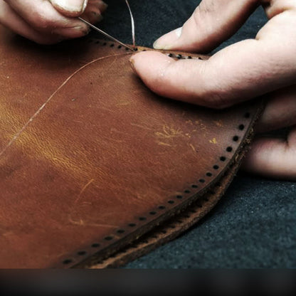 Handmade Brown Leather Mens Trifold Billfold Wallet With Coin Pocket Short Blue Small Wallet for Men