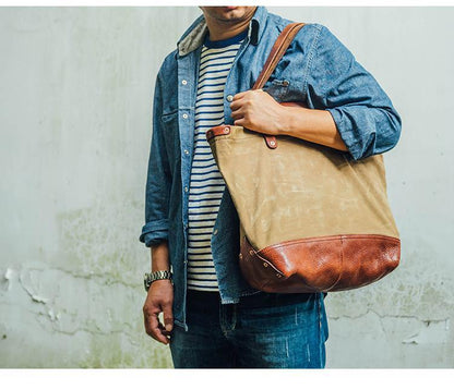 Cool Canvas Leather Cool Mens Tote Bag Canvas Handbag Canvas Tote Canvas Messenger Bags for Men Women