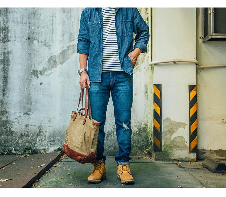 Cool Canvas Leather Cool Mens Tote Bag Canvas Handbag Canvas Tote Canvas Messenger Bags for Men Women