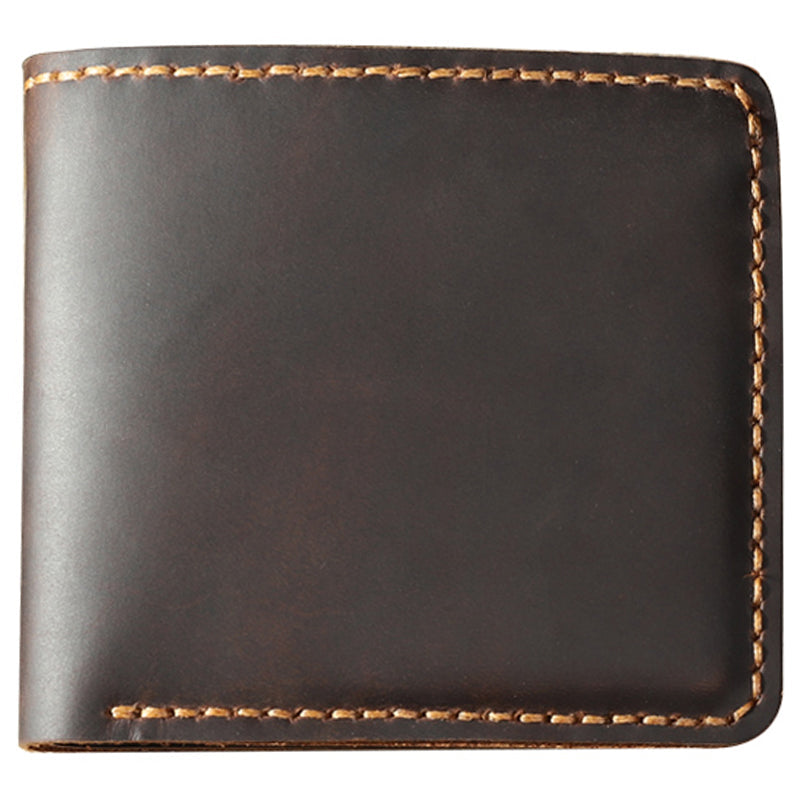 Handmade Coffee Leather Bifold Billfold Personalized Mens Bifold Wallet for Men