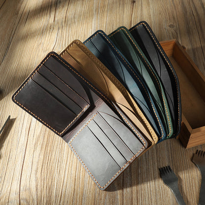 Handmade Coffee Leather Bifold Billfold Personalized Mens Bifold Wallet for Men