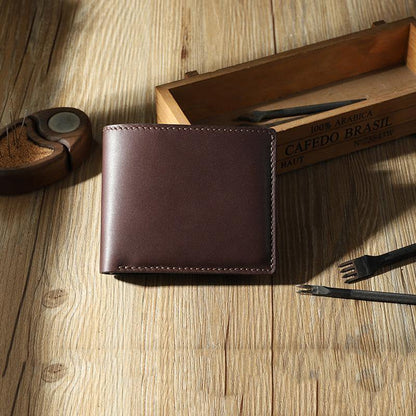 Handmade Coffee Leather Bifold Billfold Wallets Personalized Mens Bifold Wallet for Men