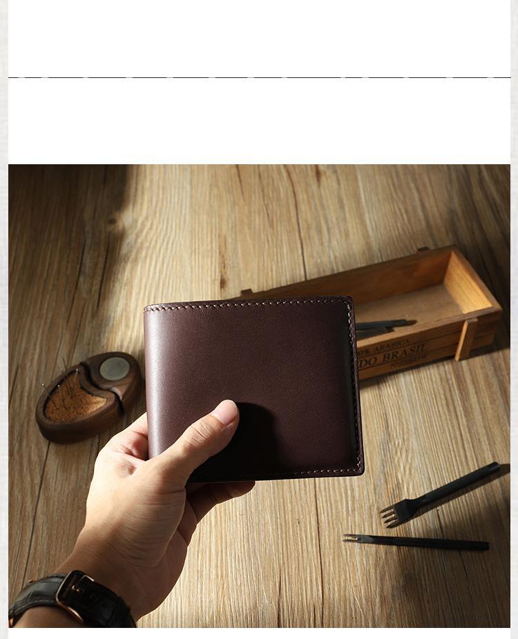 Handmade Coffee Leather Bifold Billfold Wallets Personalized Mens Bifold Wallet for Men