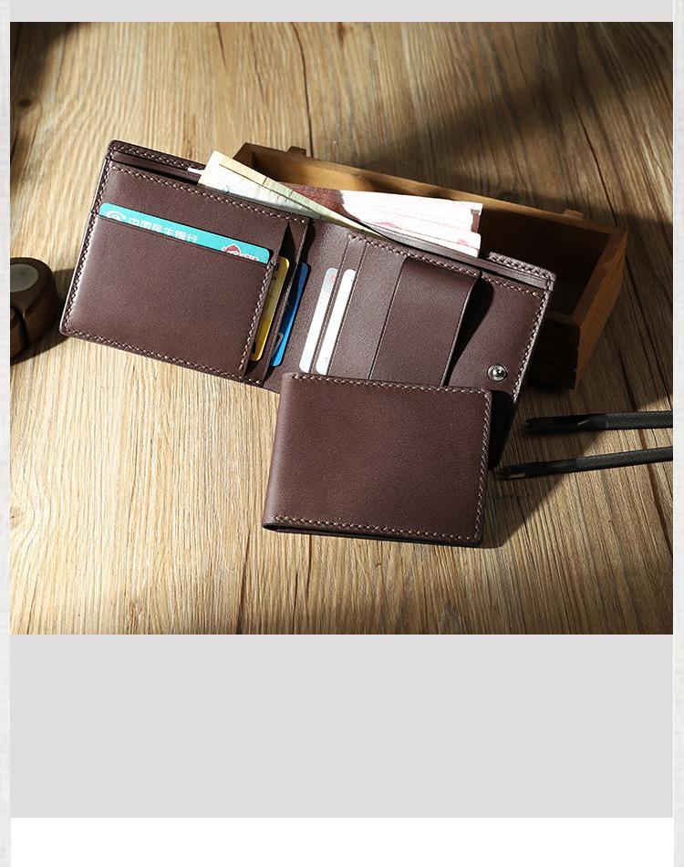 Handmade Coffee Leather Bifold Billfold Wallets Personalized Mens Bifold Wallet for Men