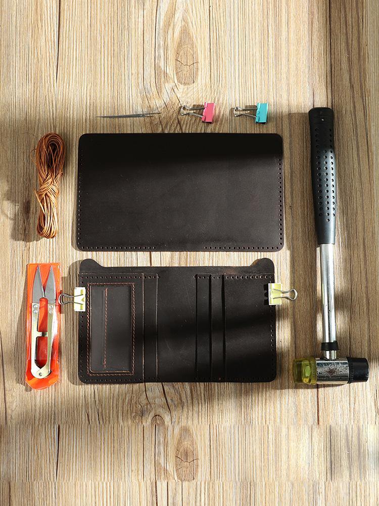 Handmade Coffee Leather Mens Billfold Wallets Personalize Coffee Bifold Small Wallets for Men