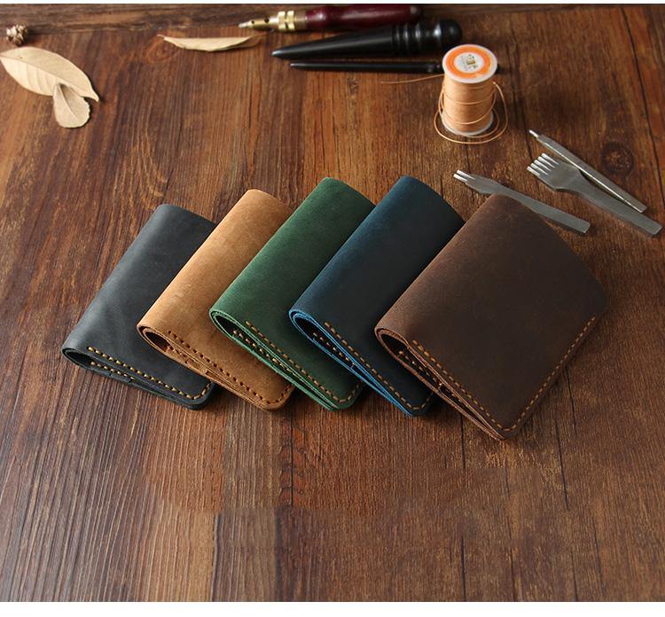 Handmade Tan Leather Mens Billfold Wallet Personalize Tan Bifold Small Wallets for Men