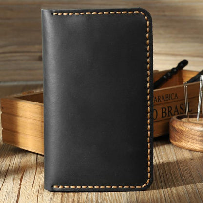 Handmade Coffee Leather Mens Card Holders Wallet Personalized Bifold Card Wallets for Men