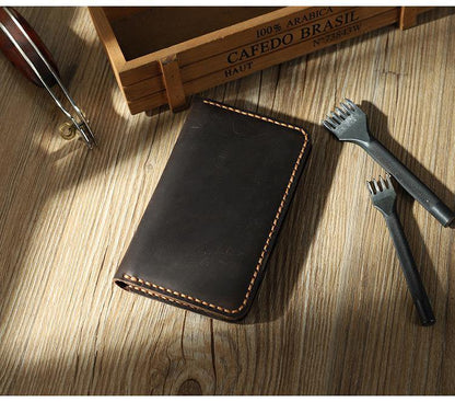 Handmade Coffee Leather Mens Card Holders Wallet Personalized Bifold Card Wallets for Men