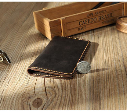 Handmade Coffee Leather Mens Card Holders Wallet Personalized Bifold Card Wallets for Men