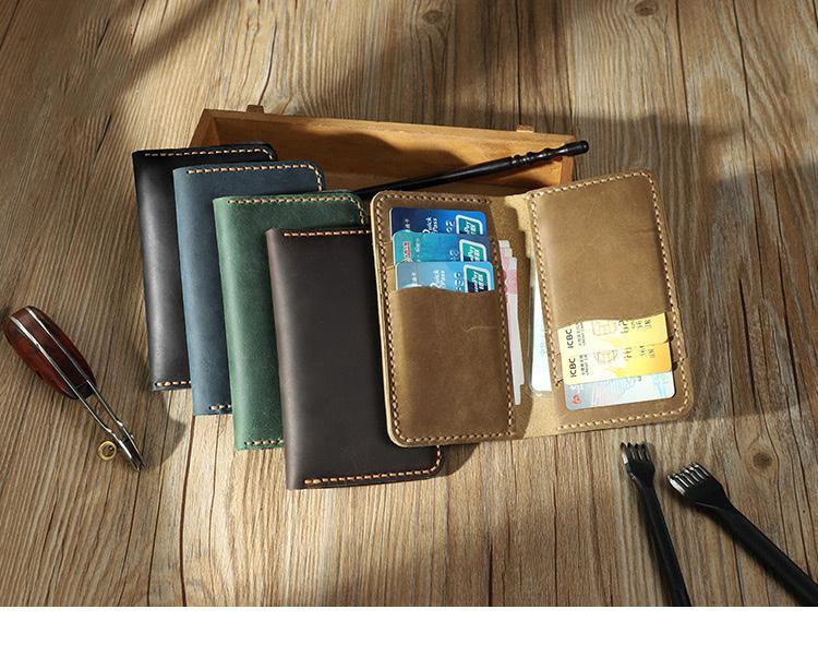 Handmade Coffee Leather Mens Card Holders Wallet Personalized Bifold Card Wallets for Men