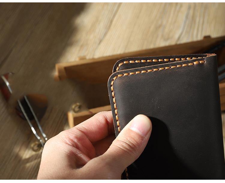 Handmade Coffee Leather Mens Card Holders Wallet Personalized Bifold Card Wallets for Men