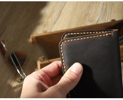 Handmade Black Leather Mens Card Holders Wallet Personalized Bifold Card Wallets for Men