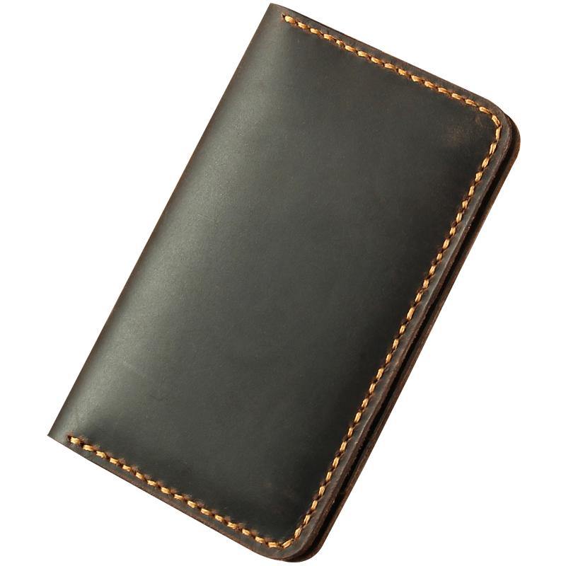 Handmade Coffee Leather Mens Card Holders Wallet Personalized Bifold Card Wallets for Men